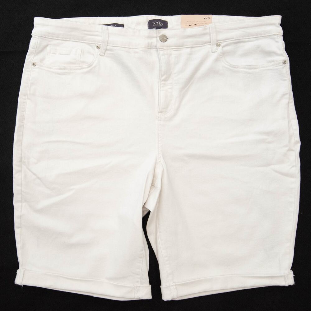 New NYDJ Plus Size Briella Roll Cuff Short In Optic White Plus Size 20